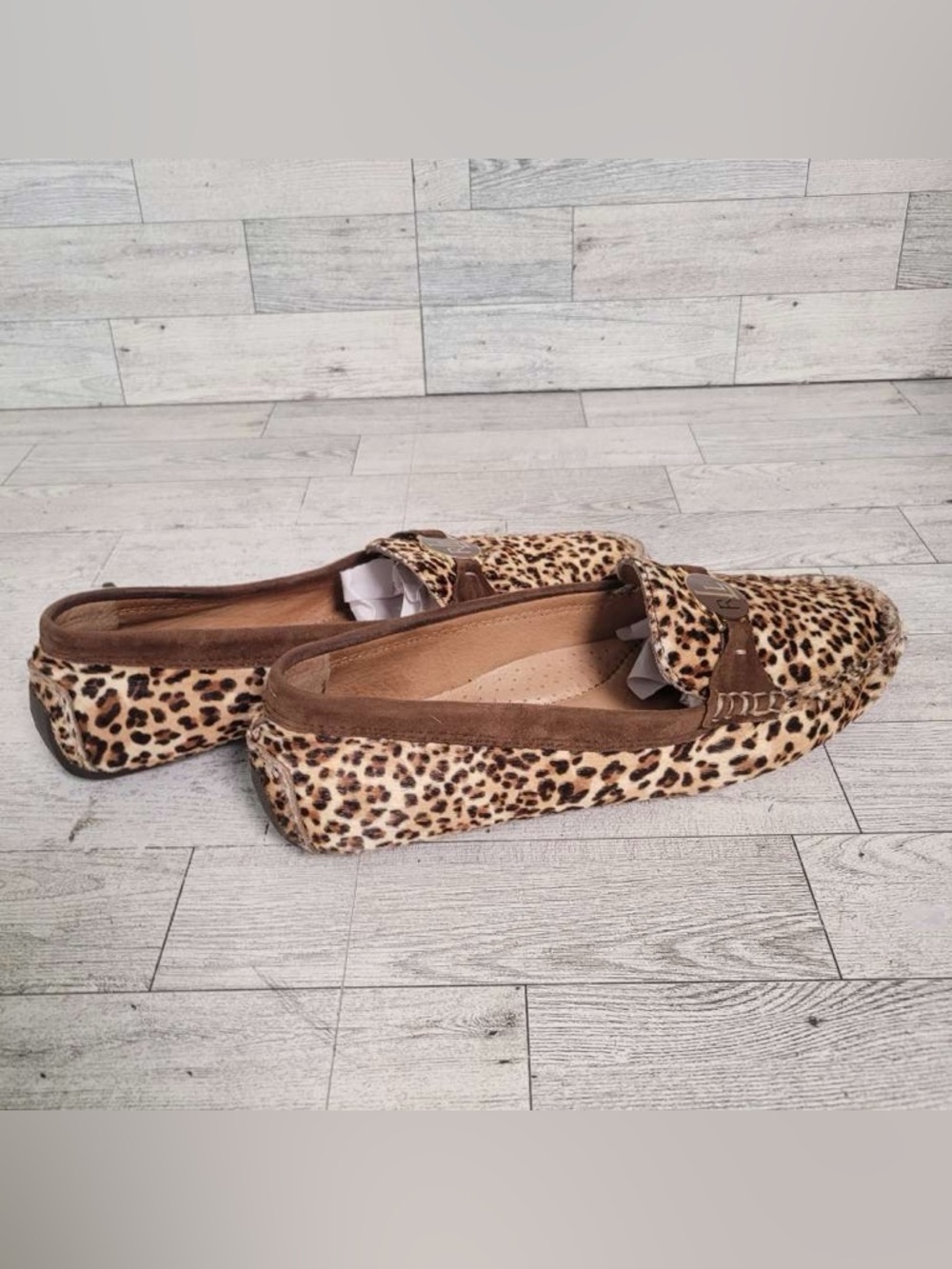 Ralph Lauren Carley II Leopard Hair On Hide Leather Penny Loafers Women’s 6.5 - Picture 4 of 10